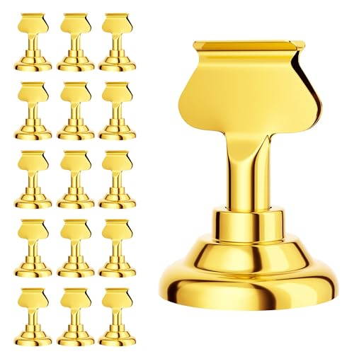 Urban Deco 16 Pieces Table Card Holder Place Card Holders 1.7 inches Gold Steel Card Holders for Photos, Food Signs, Memo Notes, Weddings, Restaurants, Birthdays. (Gold) - color: Gold