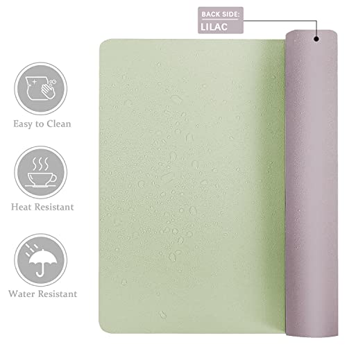 Aothia Double-Sided PU Leather Desk Pad - Non-Slip Large Mouse Pad & Desk Mat for Office, Home - Waterproof, Easy to Clean, Durable Dual-Sided Surface (31.5" x 15.7", Matcha Green) - color: Matcha, size: 31.5" x 15.7"