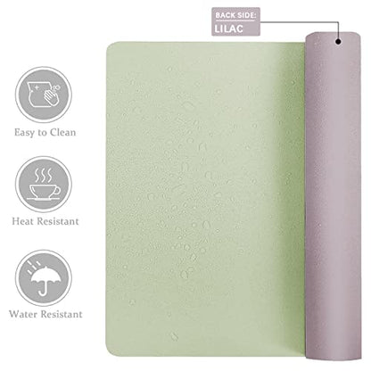Aothia Double-Sided PU Leather Desk Pad - Non-Slip Large Mouse Pad & Desk Mat for Office, Home - Waterproof, Easy to Clean, Durable Dual-Sided Surface (31.5" x 15.7", Matcha Green) - color: Matcha, size: 31.5" x 15.7"