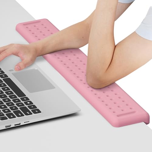 Leolee L-Shaped Desk Long Wrist Rest Elbow 60CM, Light Pink Arm Rest Desk | Memory Foam, Non-Slip Base, Ergonomic Desk Edge Cushion, Wrist Support for Computer Keyboard, Typing, Office, Home - color: New-pink-60cm-1p