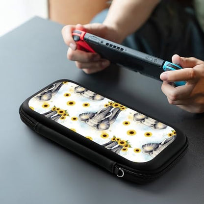 PPIKTC Portable Travel Carrying Bag for Switch, Sunflower Elephant Hard Shell Protective Case, Shockproof Game Organizer with 15 Game Cartridges - color: Design (336)