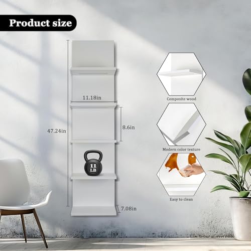 5 Tier Wall Shelf Unit, White, RGB Lack Shelf with Light | Vanity Shelves, For Room, Office, Bathroom, Remote Control - color: 5 Tier Rgb White
