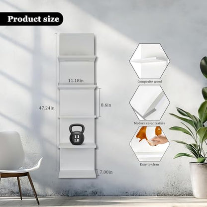 5 Tier Wall Shelf Unit, White, RGB Lack Shelf with Light | Vanity Shelves, For Room, Office, Bathroom, Remote Control - color: 5 Tier Rgb White