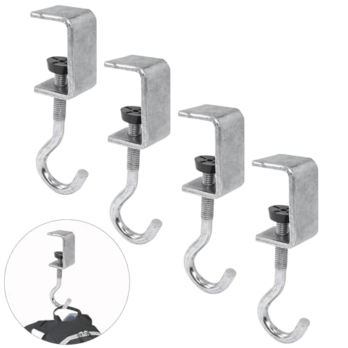 4 Pcs Desk Mount Bag Holder Hook Clamp-On Backpack Hanger Portable Desk Mount Headphones Holder Reduce Desk Clutter for Table Desk, Under Counter - color: Silver, size: 4 Hooks