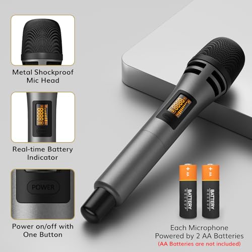 TONOR Wireless Microphone System, 4 * 10-Channel UHF Cordless Handheld Mic Set with Headset/Lavalier Lapel Mics, Bodypack Transmitter, Receiver, 60 m/200ft Range for Karaoke Singing Church PA Speaker - style: 2 Handheld 2 Bodypack Mics