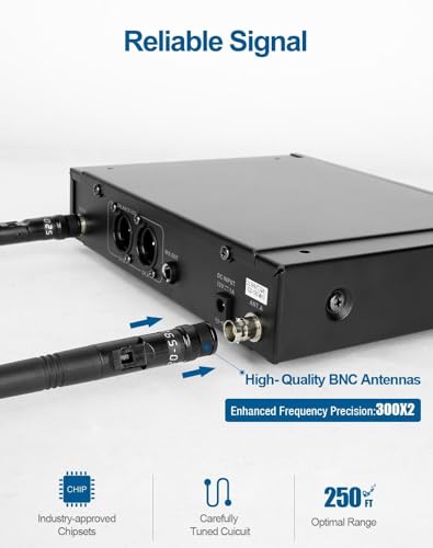 SGPRO SG-82HH Dual Handheld Wireless Microphone System, 520-590 MHz | Metal handheld mics and receiver, Adjustable UHF channels, Antenna diversity, Professional audio and events