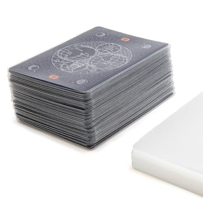 Stellar Factory Card Sleeves 112-Count, Crystal Clear, 2.5" x 3.5" | Full transparency, zero haze or distortion | archival-grade polypropylene | fits MTG, Everdell, Root, Gloomhaven & more - style: 100% Clear