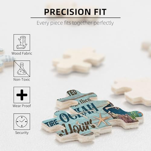 Sea Turtle Ocean Jigsaw Puzzle for Adult 500 Pieces Unique Inspiration Quote Wooden Jigsaw with Letters on Back Challenging Family Activity Games Turtle Gifts - color: Ocean Turtle 01, size: 500PCS