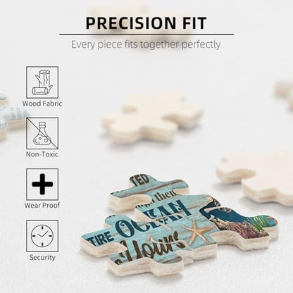 Sea Turtle Ocean Jigsaw Puzzle for Adult 500 Pieces Unique Inspiration Quote Wooden Jigsaw with Letters on Back Challenging Family Activity Games Turtle Gifts - color: Ocean Turtle 01, size: 500PCS
