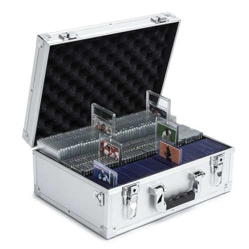 Collectable Trading Card Cases, Toploaders Storage Box, Magnetic Card Storage Hard Cabinet, Graded Card Storage Case, Sports & Trading Collector Storage Box (silver) - color: Silver, size: Large