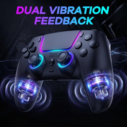 Pogriko Wireless Controller for PS5/Pro/Slim Console for PS5 Controller, Wireless Gamepad with Back Button, Turbo, Dual Vibration, Motion Gyro, 3.5mm Audio Jack, Mic, Speaker