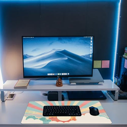 Large Gaming Mouse Pad for Desk, Boho Pastel Sun Desk Mat, Colorful Sunshine Desk Pad, 31.5"x15.7" Extended Big Computer Keyboard Mouse Pad with Non-Slip Base and Stitched Edge - color: Boho Pastel Sun