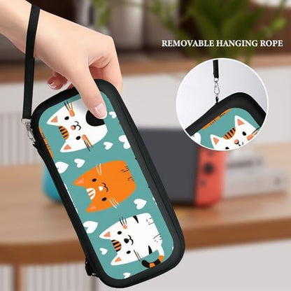 Hard Shell Travel Case Compatible with Switch, Portable Protective Carrying Bag with 15 Game Cartridges, Cats Lovers Games Accessories - color: Color(83)