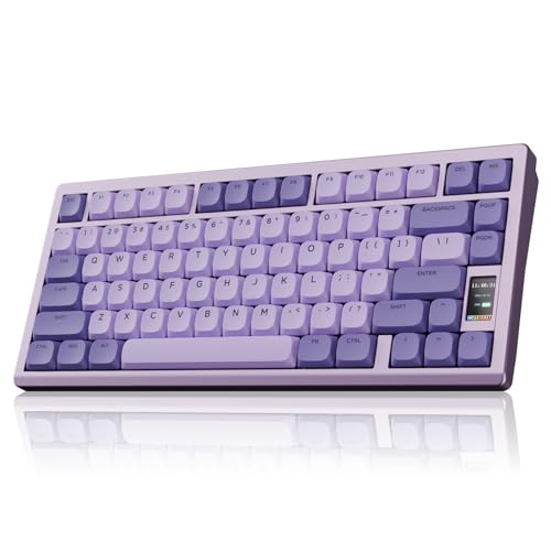OOCTPK Mechanical Keyboard, Chilkey ND75 LP Wireless Gaming Keyboard with LCD Screen, Bluetooth 5.3/2.4G/USB-C, Hot Swappable Per-Key RGB Custom, Thin Front, Wrist Rest, Full-Aluminum, PC/Mac Support - color: Purple