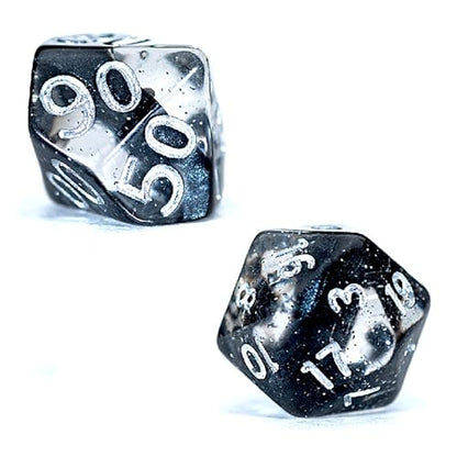 Gate Keeper Games & Dice: Mighty Tiny Dice: Dragon Eggs - 7 pc - RPG Dice Set, 3-Layer Neutron Style, Clear-Silver Glitter-Black, 12mm Resin Dice