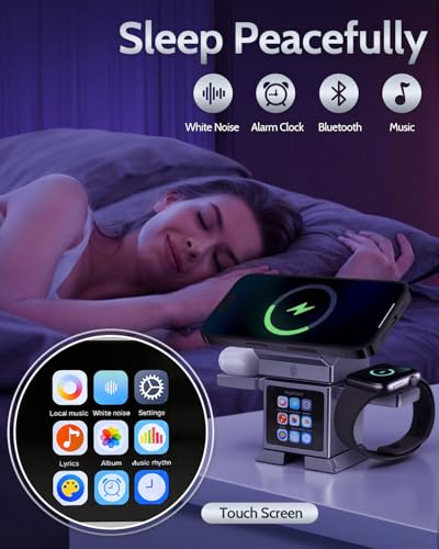 ModiTech 7 in 1 Wireless Charging Station for Apple-25W Qi2.2 Certified | Magnetic Magsafe Charger Stand for iPhone 17/16/15/14/13/12-Apple Watch-Airpods Series, Grey with Adapter - color: Grey