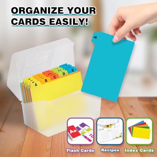 H4D Index Card Holder 4x6 Inches with 25 Plastic Dividers, Clear - color: Clear, size: 4x6 inch