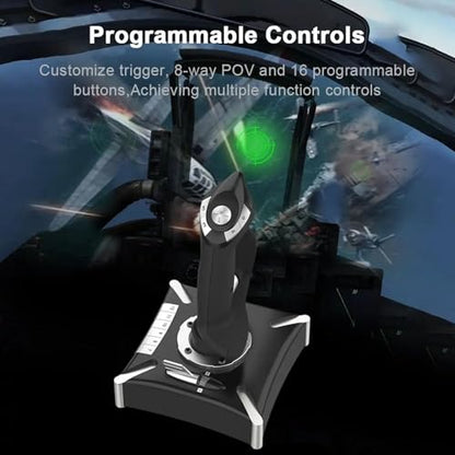 XUMIUZIY Flight Joystick, Flight Simulator Control with Dual Vibration & Suction Cups for Series X/S / / PC, 16 Programmable Buttons, Plug and Play