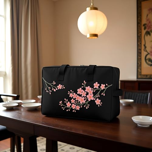 American Mahjong Set Complete, Full Game with 166 Mahjong Tiles, Mahjong Racks with Pushers, Instructions, Dice, Chips, Wind Indicator & Mahjong Accessories in Mahjong Bag (Cherry Blossom) - color: Cherry Blossom