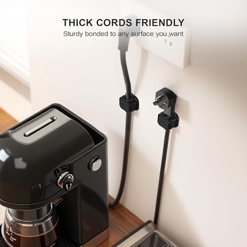 48 Pack Magnetic Cable Clip Organizer Cord Holder, Picozon Adhesive Cable Management, Wire Phone USB Charger Cable Holder, Keeper Organizer for Office Home Desktop Table - Black - size: Pack of 48