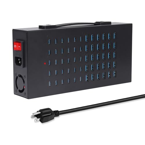 400W USB Charging Station, 60 Port USB C Charging Station for Multiple Device, Multi USB Desktop Charger Station with Smart IC Protection, Suitable for Home, Office, Hotels, Schools
