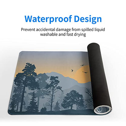 Mountain Gaming Mouse Pad 31.5x11.8 Inch Forest Large Mousepad Extended Grey Mousepad Gaming Non-Slip Rubber Base Stitched Edges Keyboard Mouse Mat Desk Pad for Office Home and Game - color: Mountain 2