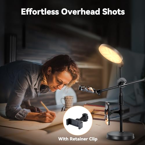 Zoom Lighting for Computer, Adjustable Desk Video Conference Lighting for Video Calls, Desk Ring Light with Stand and Phone Holder for Webcam, Home Office, Online Meetings, Live Streaming