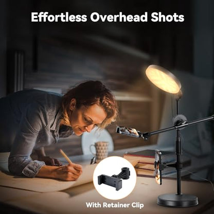 Zoom Lighting for Computer, Adjustable Desk Video Conference Lighting for Video Calls, Desk Ring Light with Stand and Phone Holder for Webcam, Home Office, Online Meetings, Live Streaming