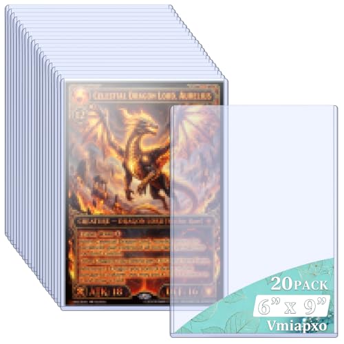 Vmiapxo 20 Pack 6" x 9" Hard Plastic Card Sleeves, Waterproof Rigid Protectors Clear Double Sided Display Sheet Holders for Postcard Prints Photos - size: 6" x 9"