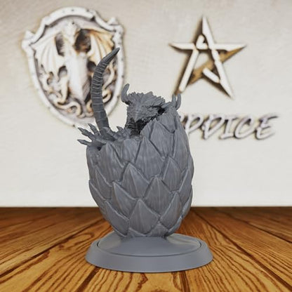 AUSPDICE Hatching Dragon Egg Miniature 28mm, Unpainted Fantasy Figure AS425