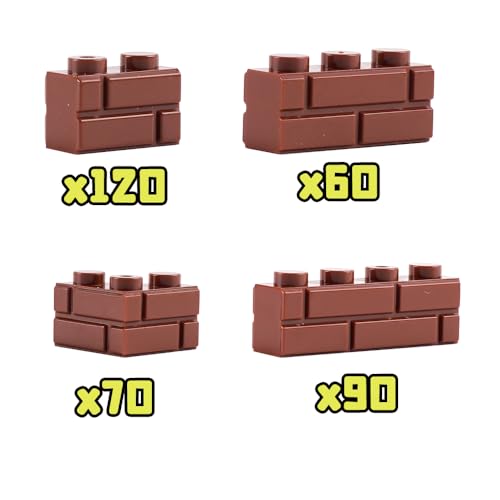 Classic Wall Bricks Building Block: 340 PCS Masonry Profile Brick Parts and Pieces Sets(Brown) - color: Brown