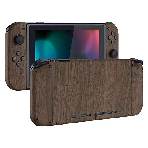 eXtremeRate DIY Replacement Shell Buttons for Nintendo Switch, Soft Touch Back Plate for Switch Console, Custom Housing Case with Full Set Buttons for Joycon Handheld Controller - Wood Grain - color: Wood Grain