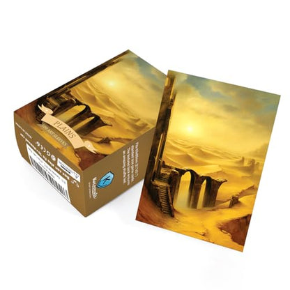 Katomula 100 MTG Card Sleeves with 100 Inner Sleeve, Textured Back Art Sleeves, Fit Standard Size Cards - Plains - color: Plains