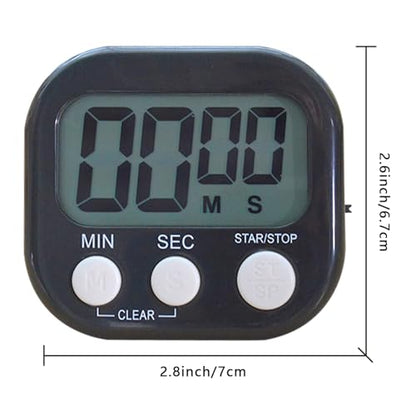 Small Digital Timer for Kitchen Cooking Baking Sports Office Meeting Multi-Function Count Up Countdown Magnetic Backing and ON/Off Switch Desk Electronic Timer (Black)