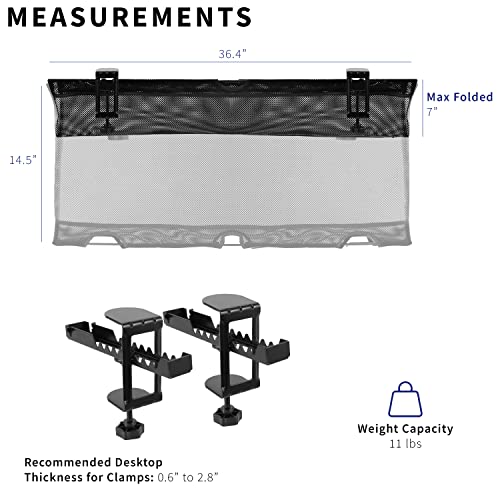 VIVO No Drill Clamp-on 36 inch Mesh Net Under Desk Cable Management Wire Organizer, Adjustable Home Office Standing Desk Cord Storage Sleeve, Black, DESK-AC36MH - size: 36"