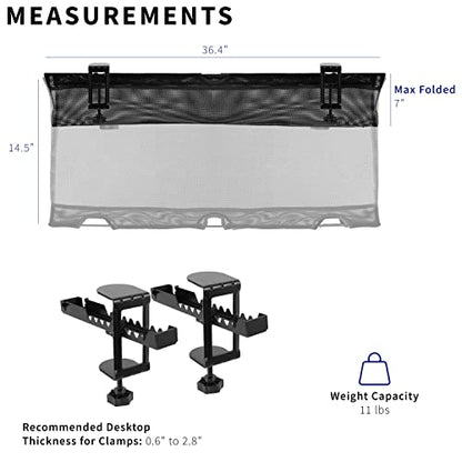 VIVO No Drill Clamp-on 36 inch Mesh Net Under Desk Cable Management Wire Organizer, Adjustable Home Office Standing Desk Cord Storage Sleeve, Black, DESK-AC36MH - size: 36"