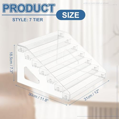 PATIKIL 7 Tier Acrylic Card Display Stand, Portable Postcard Rack Holder Organizer Versatile Display for Trading Cards Baseball PSA Stickers Stamp, Clear - color: Clear, style: 7 Tier