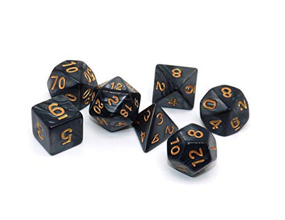 Polyhedral DND Dice Set Pearl Black for Dungeon and Dragons D&D Pathfinder RPG MTG Dice D20 D12 D10 D8 D6 D4 - color: Pearl Black