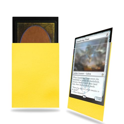 Yellow Card Sleeves 200 Pack Compatible with MTG Card Sleeves,Card Covers | Sleevees Matte Back Finish, Perfect Shuffling - Protect All Your Trading Cards Collectible Cards, Never Tear - color: Dark Yellow, size: 200 pack Card Sleeves