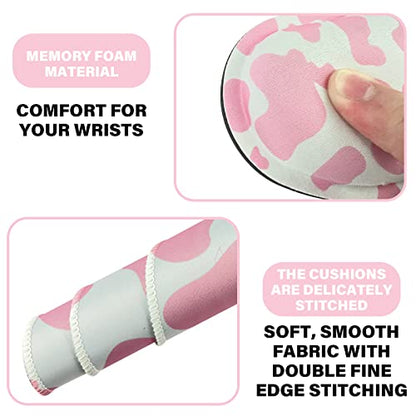 3Pcs Large Gaming Mouse Pad Desk Mat,Keyboard Mouse Wrist Rest Support Set,Extended Laptop Mouse Pad Memory Foam Non-Slip Base for Gamer Home Office(31.5x15.7in)-Pink Cow Pattern - color: B2-Pink