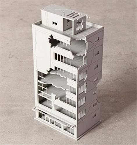 LinaLife N Scale 1/144 DIY Ruined Damaged Building After War Assembling Model Outland Realism Scene for DIY Sand Table, Medium Garden Micro Landscape Ornaments Decor Supply DIY Player Spray Painting