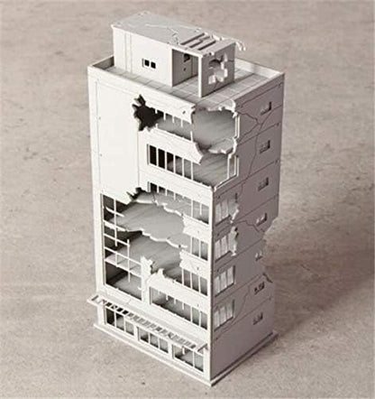 LinaLife N Scale 1/144 DIY Ruined Damaged Building After War Assembling Model Outland Realism Scene for DIY Sand Table, Medium Garden Micro Landscape Ornaments Decor Supply DIY Player Spray Painting