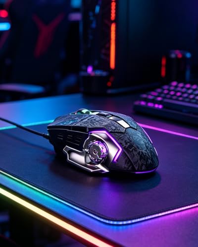 Wired Gaming Mouse 6 Programmable Buttons, 6-Level DPI 1200-7200, RGB Breathing Light, Lightweight Design, Anti-Slip Wired Esports Mouse for FPS MOBA Gamer PC Laptop, Black