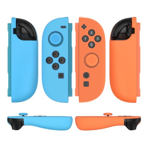TNP JoyCon Cover for Nintendo Switch 2 Controller Case, Blue/Orange | 2-Piece Anti-Slip Skin Set for Left and Right Joy-Con 2 Controllers with Matching Thumb Grip Caps; Controllers Not Included - color: Neon Blue + Orange