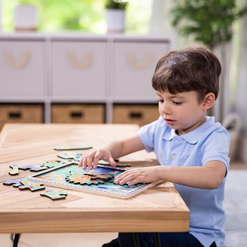 Melissa & Doug Wooden Underwater Jigsaw Spinning Gear Puzzle – 18 Pieces Wooden Puzzle for Toddlers and Preschoolers, for Boys and Girls Ages 3+