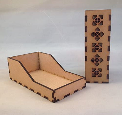 Raven Mini Dice Tower v1 Dark Blue Acrylic Window Laser Cut MDF Unique Fast Shipping