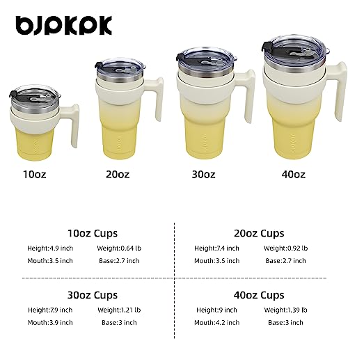 BJPKPK 10 oz Mini Tumbler with Lid, Straw & Handle, Insulated Steel Cup | Small, Spill Proof, Leak Proof, Thermal, Double Wall Vacuum, Sweatproof, Dishwasher Safe, BPA Free, Lemon - color: Lemon, size: 10 Ounces