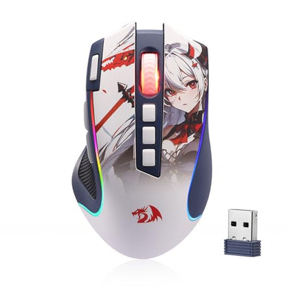 Redragon M612AK PRO Wireless Anime Gaming Mouse 8000 DPI Remapping Keys | Cable-Free 0 Delay, Rapid-Fire Clicker, Redefine Keybinding Macro, Vibing Backlight, Ergonomic Grip Body Comfort - color: Anime Version, style: Wireless