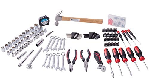 245-Piece Mechanics Tool Set and Socket Wrench Kit | Comprehensive home and auto repair hand tools with ratchet, wrench, pliers, screwdrivers and hammer. Essential house DIY kit - style: 245 Piece