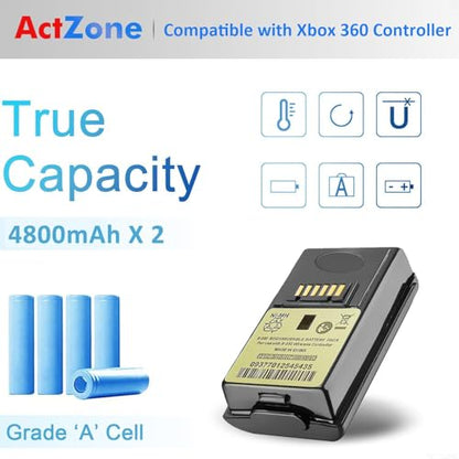 2pcs 4800mAh Rechargeable Ni-MH Battery Compatible with Xbox 360 Controller